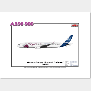 Airbus A350-900 - Qatar Airways "Launch Colours" (Art Print) Posters and Art